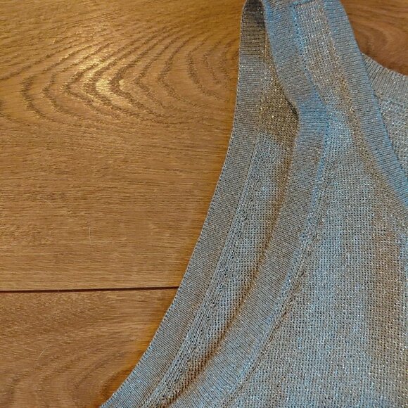 Chico's Silver Metallic Knit Tank Shell Holiday Party (3) XL - Picture 4 of 5
